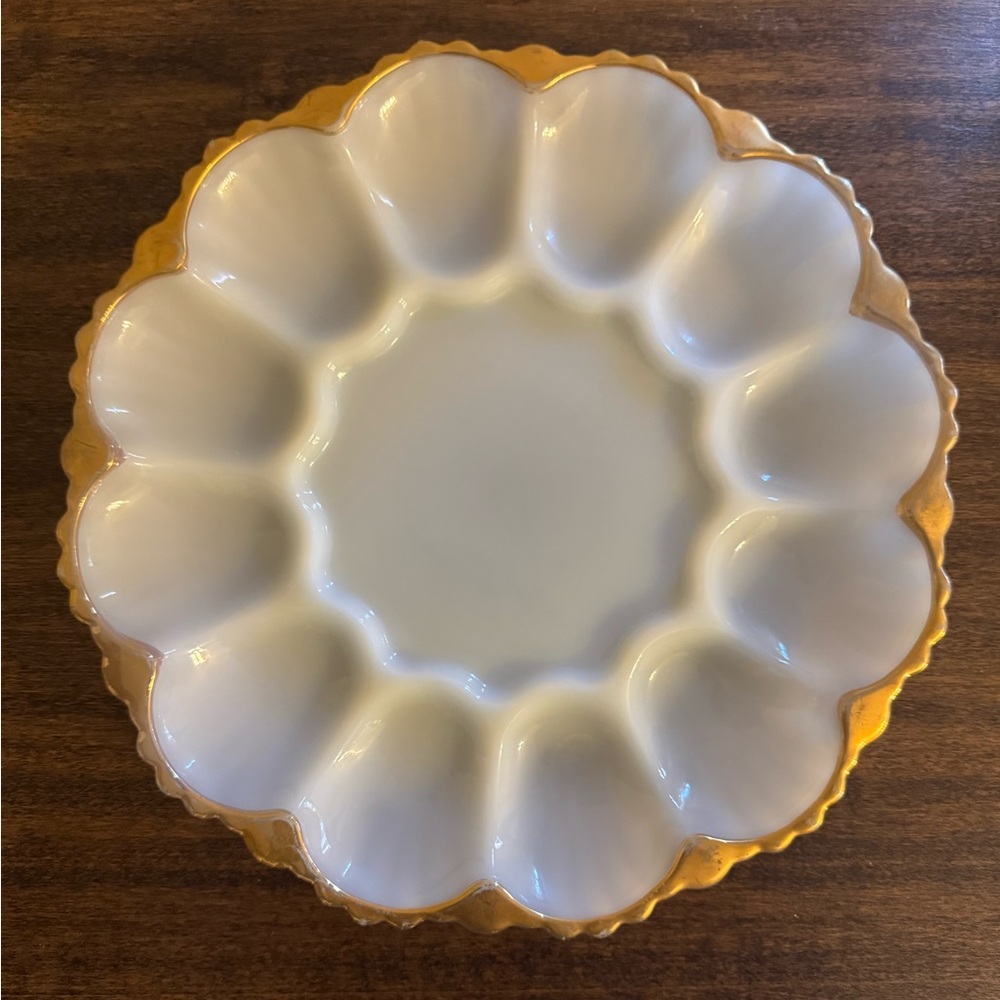 Vintage Milk glass egg plate.